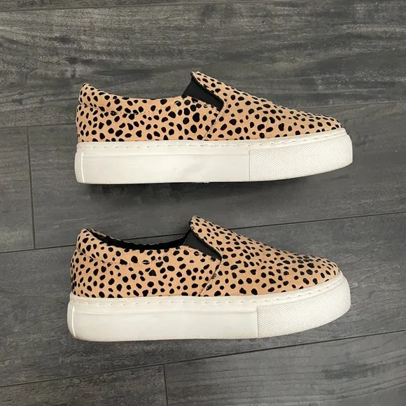 Black and brown leopard platform sneakers