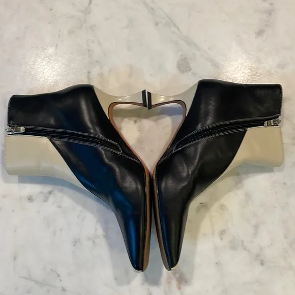Black and White Leather Duck Boots
