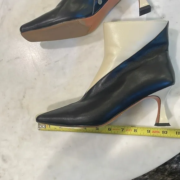 Black and White Leather Duck Boots