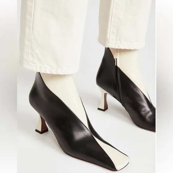 Black and White Leather Duck Boots