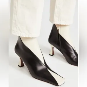Black and White Leather Duck Boots
