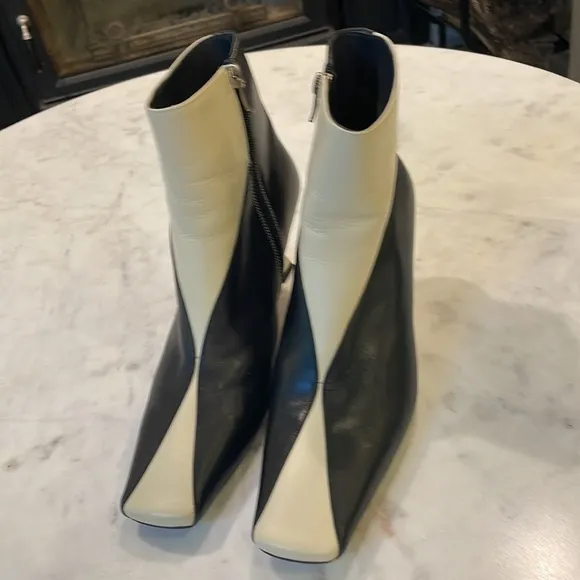 Black and White Leather Duck Boots