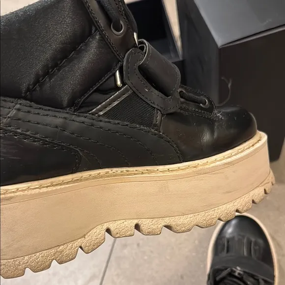 Black High-Top Sneakers with Beige Soles