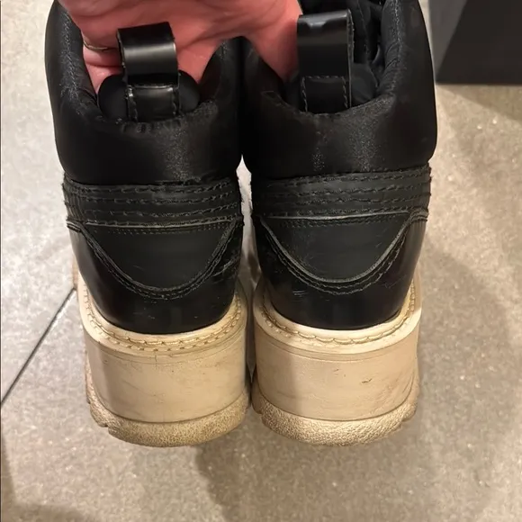 Black High-Top Sneakers with Beige Soles