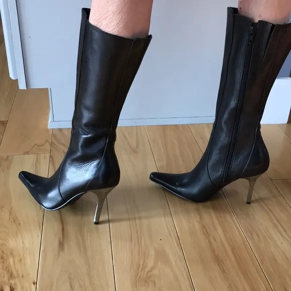 Black Leather Boots memory soft cusion formfitting luxury boots