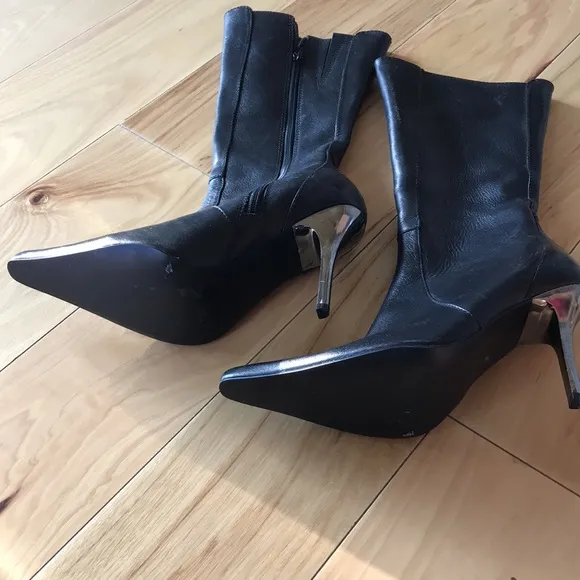 Black Leather Boots memory soft cusion formfitting luxury boots