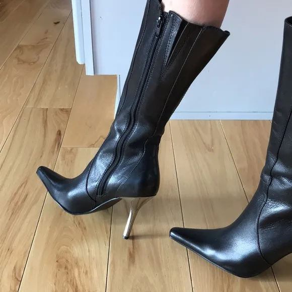 Black Leather Boots memory soft cusion formfitting luxury boots