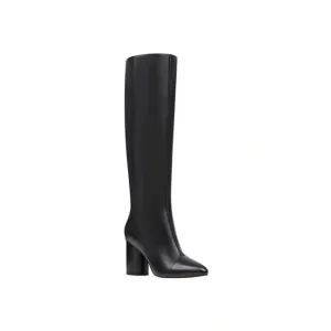 Black Nine West Leather Tall Round Heel Oval Toe Boots (NWT)