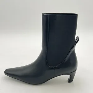 Black Women Pointed Toe Ankle Boots Kitten Heel Short Booties Fashion Shoes