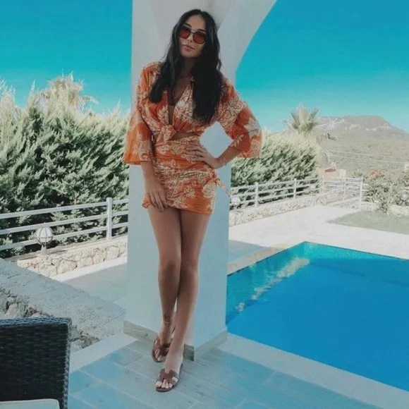 BLOGGER'S FAVE! Zara 2 Piece Printed Mini Skirt And Top Set Burnt Orange NWT