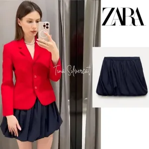 BLOGGER'S FAVE! Zara Mini Balloon Skirt Navy NWT