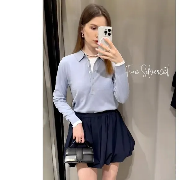 BLOGGER'S FAVE! Zara Mini Balloon Skirt Navy NWT