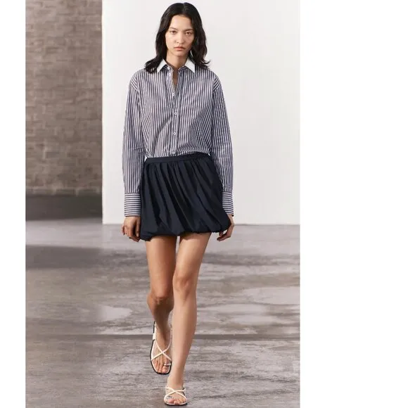 BLOGGER'S FAVE! Zara Mini Balloon Skirt Navy NWT