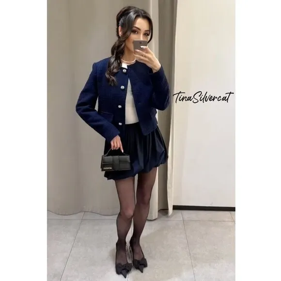 BLOGGER'S FAVE! Zara Mini Balloon Skirt Navy NWT