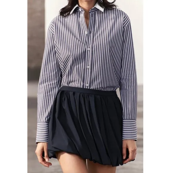 BLOGGER'S FAVE! Zara Mini Balloon Skirt Navy NWT