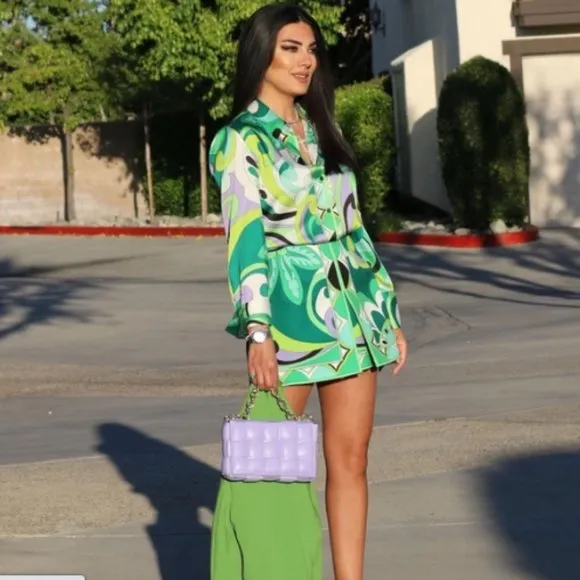 BLOGGER'S FAVE! Zara Print Mini Skirt Green NWT