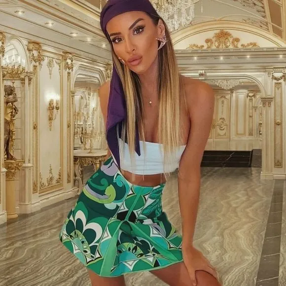 BLOGGER'S FAVE! Zara Print Mini Skirt Green NWT