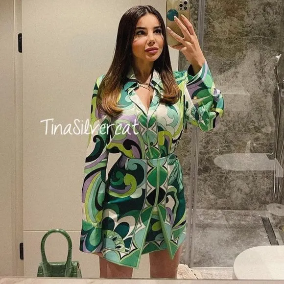 BLOGGER'S FAVE! Zara Print Mini Skirt Green NWT