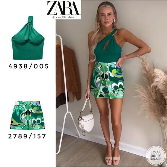 BLOGGER'S FAVE! Zara Print Mini Skirt Green NWT