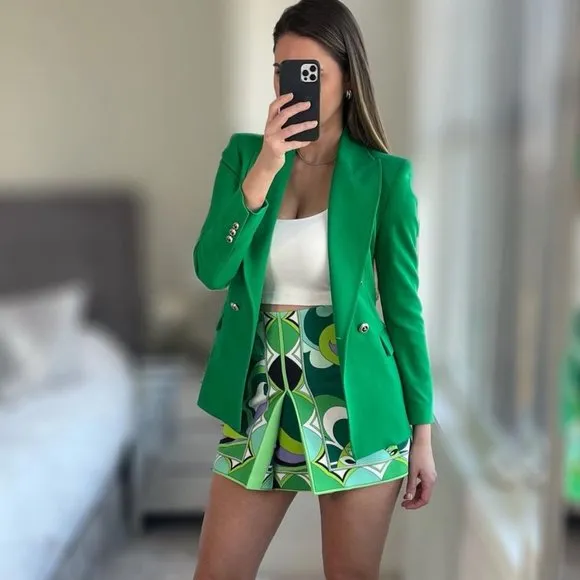 BLOGGER'S FAVE! Zara Print Mini Skirt Green NWT