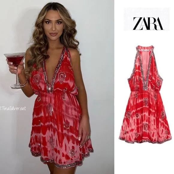 BLOGGER'S FAVE! Zara Red Sequin Mini Dress NWT