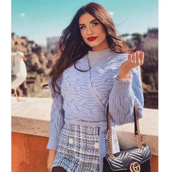 BLOGGER'S FAVE! Zara Textured Weave Mini Skirt Blue Sz M NWT