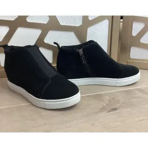 Blondo Womens Sneakers High Top Wedge Black Suede leather Waterproof  boot 6 M