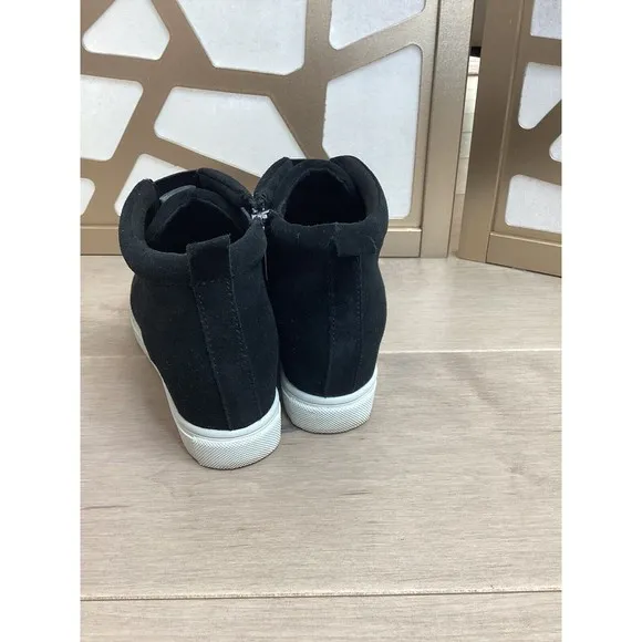 Blondo Womens Sneakers High Top Wedge Black Suede leather Waterproof  boot 6 M