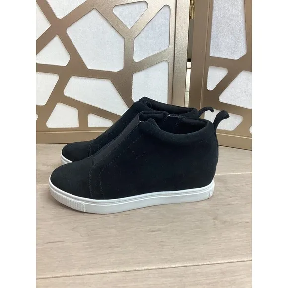 Blondo Womens Sneakers High Top Wedge Black Suede leather Waterproof  boot 6 M