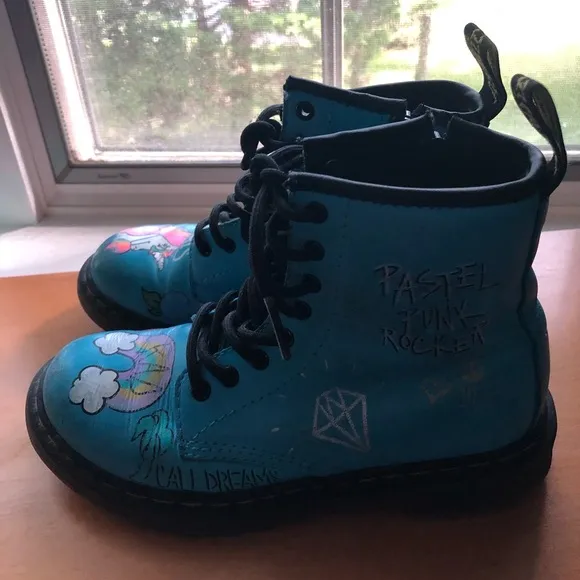 Blue Dr Martens boots