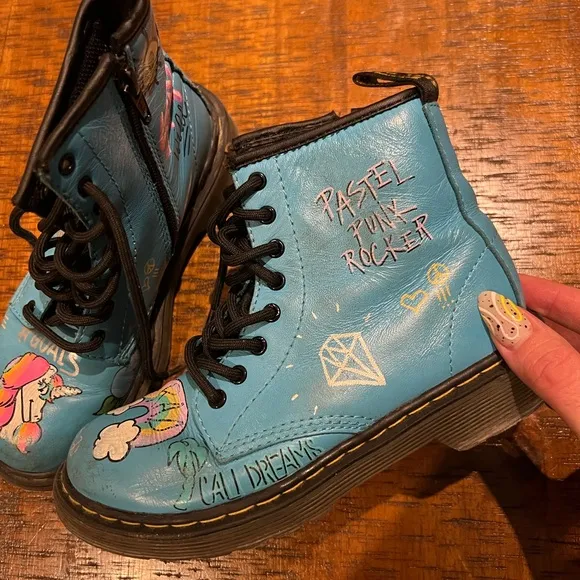 Blue Dr Martens boots