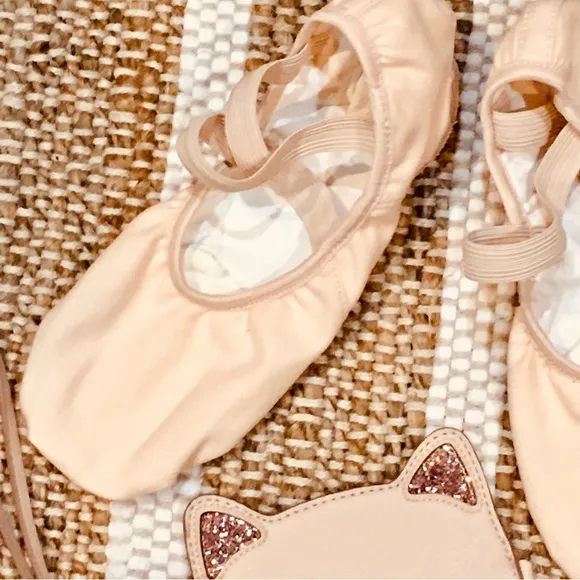 Blush pink cat wallet sequin coin purse and girl ballet dance slippers n…