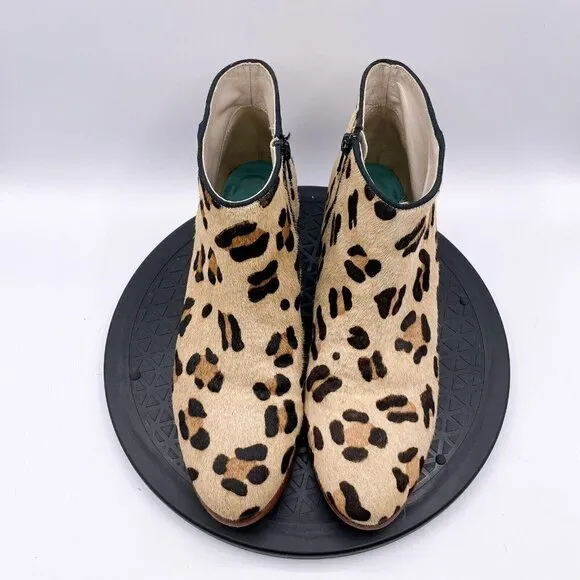Boden Leopard Cheetah Print Calf Hair Booties in Tan Black Size 41/ US 9.5