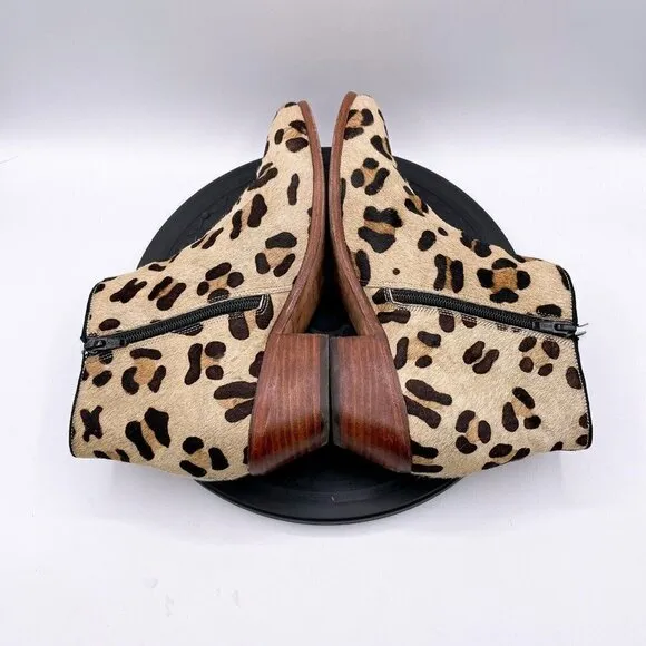 Boden Leopard Cheetah Print Calf Hair Booties in Tan Black Size 41/ US 9.5