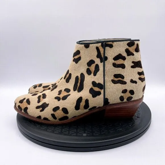 Boden Leopard Cheetah Print Calf Hair Booties in Tan Black Size 41/ US 9.5