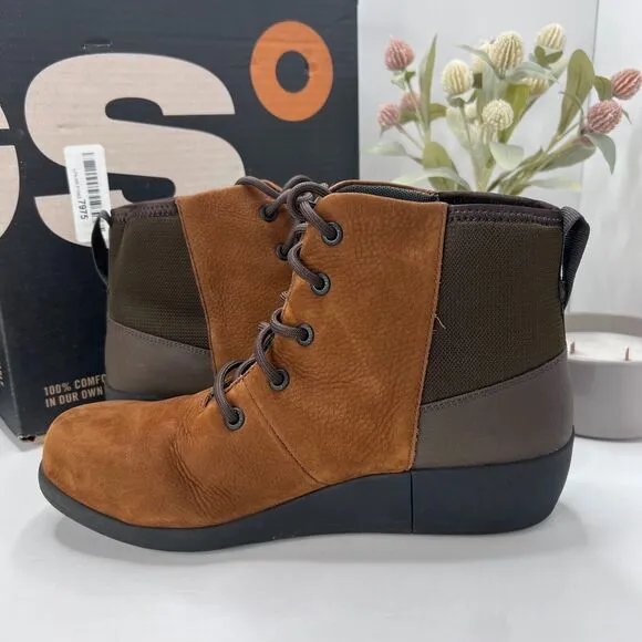 Bogs Audrey Wedge Suede Work Safety Boots Composite Toe Cognac Women 11 Tried On