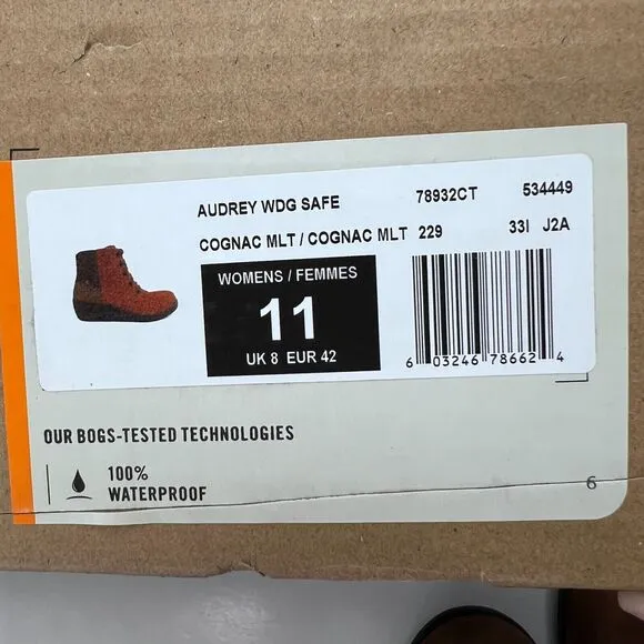Bogs Audrey Wedge Suede Work Safety Boots Composite Toe Cognac Women 11 Tried On