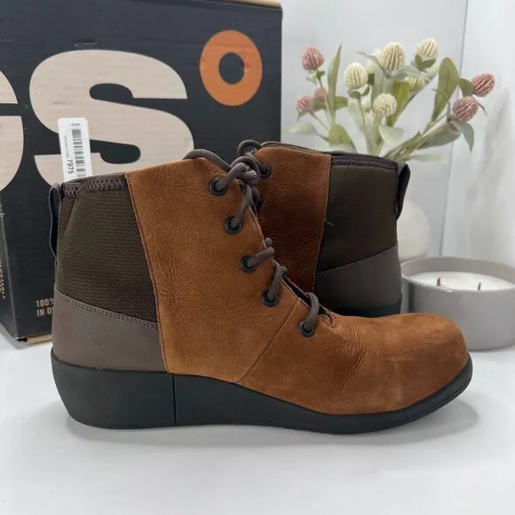 Bogs Audrey Wedge Suede Work Safety Boots Composite Toe Cognac Women 11 Tried On