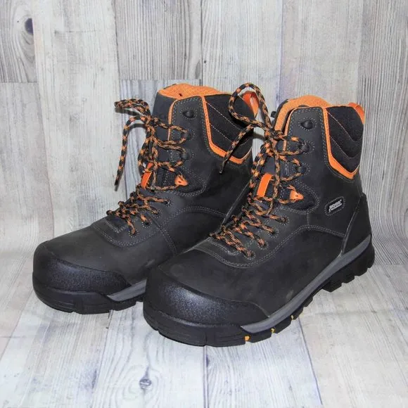 BOGS Bedrock 8&quot; Waterproof Black Leather Composite Toe Boots Mens Size 11.5