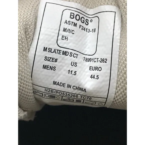 BOGS Boots Mens Size 11.5 Slate Mid Suede Taupe Lace Composite Toe