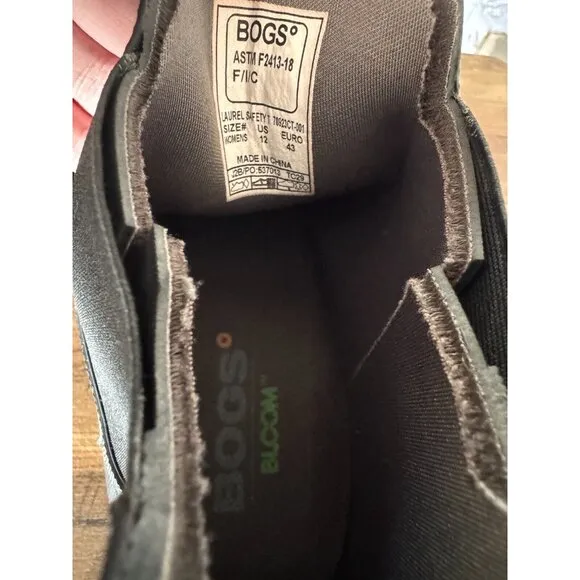 Bogs  Womens Black Laurel Chelsea Comp‎ Safety Toe Waterproof Boots Size 12