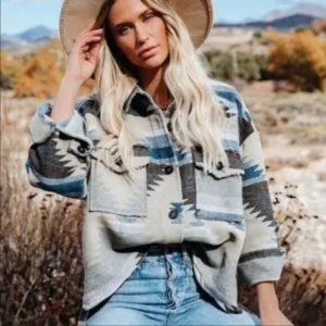 Boho Tribal Aztec Shacket Jacket