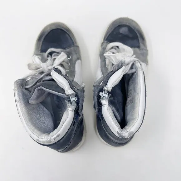Bonpoint Boys Size 30 / US 12.5 Blue White Gray High Top Leather Sneakers Lace