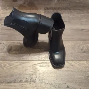 Boots by INC Black Platform  w/Beaded Detail Zipper Closure Square Toe