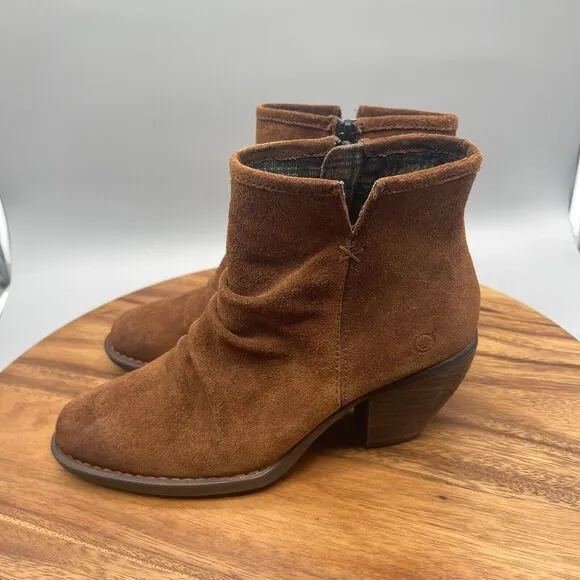 Born Aire Sienna Boots Womens 7.5 M Brown Western Ruched Slouch Bootie Shoes