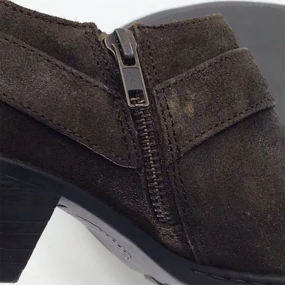 Born Shoes Womens Size 8 Brown Harness Ankle Booties Boots Zipper Strap New