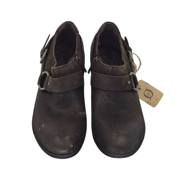 Born Shoes Womens Size 8 Brown Harness Ankle Booties Boots Zipper Strap New