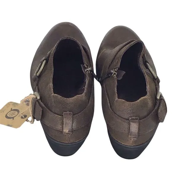 Born Shoes Womens Size 8 Brown Harness Ankle Booties Boots Zipper Strap New