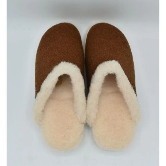 Born Womens Size 11 Zoe Brown Wool Slip On Slippers Shoes