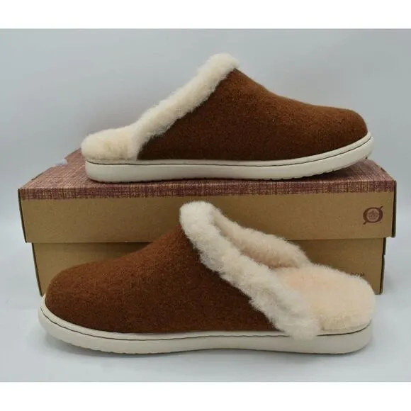 Born Womens Size 11 Zoe Brown Wool Slip On Slippers Shoes